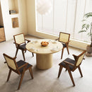 47 Inch Round Dining Table Natural Wood Farmhouse Fluted