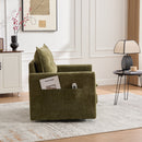 UNITED WE WIN Swivel Barrel Chair - Mid Century Modern Chair, Thick Padded Arm Chair with Solid Metal Base, Comfortable Single Sofa Chair, Swivel Accent Chair for Living Room Bedroom