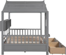 Kids Full Playhouse Bed With Drawers Shelves Storage