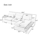 L-shaped Modular Sectional Sofa with Removable Back Cushions,3 Pillows and 2 Storage Spaces,Suitable for Living rooms,Offices and Apartments