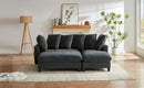 Black Upholstered 83' L-shaped Sectional Sofa with Storage, Movable Ottoman, and Six Throw Pillows