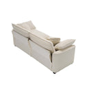 Modern Fabric Living Room Sofa 2 Seater with 4 Pillows, Upholstered Deep Seating Loveseat, Light Beige Corduroy