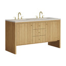 James Martin Hudson 60" Double Bathroom Vanity, Light Natural Oak