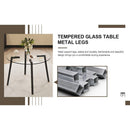 Modern simple style round transparent tempered glass table, tempered glass table top, black metal legs, suitable for kitchen, dining room and living room, 40 '*40' *29.5 '1123r