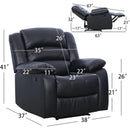 Black Bonded Leather Recliner With Overstuffed Arm And Back