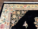 Chinese Wool Rug 9x12, Chinese Carving Carpet, Floral Medallion, Black and Beige, Butterflies, Vintage Asian Oriental Rug, 90 Line Rug
