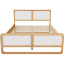Modern Style Queen Size Solid Wood Platform Bed for Kids, Teens, Adults, No Need Box Spring, Walnut and White
