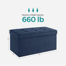 30 Inch Ottoman Bench Midnight Blue Storage Unit Pro Max