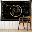 Celestial black & gold pisces constellation tarot tapestry bedroom decor