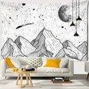 Celestial black & white stars mandala tapestry bedroom wall decor