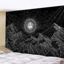 Celestial black & white stars mandala tapestry bedroom wall decor