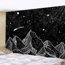 Celestial black & white stars mandala tapestry bedroom wall decor