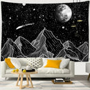 Celestial black & white stars mandala tapestry bedroom wall decor