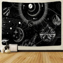 Celestial black & white stars mandala tapestry bedroom wall decor