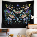 Celestial botanical tapestry wall hanging black bedroom decor