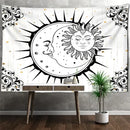 Celestial mandala hippie black & white wall hanging bedroom tapestry