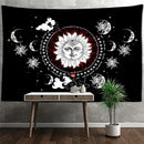 Celestial mandala hippie black & white wall hanging bedroom tapestry