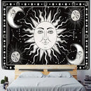 Celestial mandala hippie black & white wall hanging bedroom tapestry