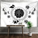 Celestial mandala hippie black & white wall hanging bedroom tapestry