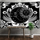 Celestial mandala hippie black & white wall hanging bedroom tapestry