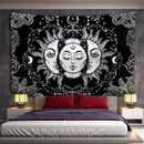 Celestial mandala tapestry black & white wall hanging bedroom decor