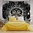 Celestial mandala tapestry black & white wall hanging bedroom decor