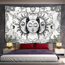 Celestial mandala tapestry black & white wall hanging bedroom decor