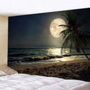 Celestial moon night sky beach tapestry bedroom wall decor