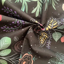 Celestial moon phase floral tapestry black bedroom wall hanging