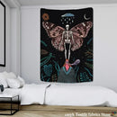 Celestial moth tapestry black & white bedroom wall decor