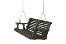 Amish Casual 4 Foot Roll Back Porch Swing in Black Stain with Clearcoat