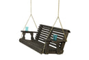 Amish Casual 3 Foot Roll Back Porch Swing in Black Stain with Clearcoat