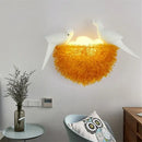Ceramic bird and golden nest led wall lamp bedroom sconce