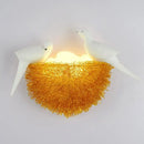 Ceramic bird and golden nest led wall lamp bedroom sconce