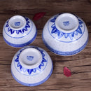 Ceramic dragon print nested bowls set blue & white dining room dishes