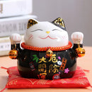 Ceramic maneki neko piggy bank floral white living room decor