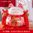 Ceramic maneki neko piggy bank floral white living room decor
