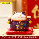 Ceramic maneki neko piggy bank floral white living room decor