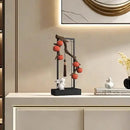 Ceramic red persimmon and white rabbit home decor set living room