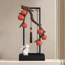 Ceramic red persimmon and white rabbit home decor set living room
