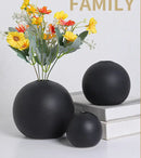 Ceramic Round Vase Black White