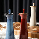 Ceramic seasoning pot set in four glazes – kitchen oil dispensers