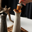 Ceramic seasoning pot set in four glazes – kitchen oil dispensers