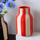 Ceramic Vase Black Red Striped