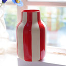 Ceramic Vase Black Red Striped