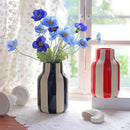 Ceramic Vase Black Red Striped
