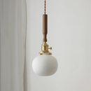 Ceramic walnut copper ribbed glass pendant light bedroom chandelier