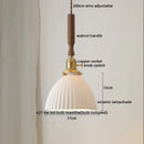 Ceramic walnut copper ribbed glass pendant light bedroom chandelier
