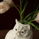 Ceramic white cat vase for desk and living room decor