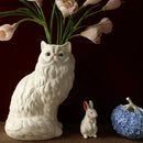 Ceramic white cat vase for desk and living room decor